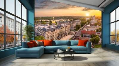 Aerial panorama of Trenton New Jersey skyline amd state capitol at sunset. Trenton is the capital city of the U.S. state of New Jersey and the county seat of Mercer County. Wall mural