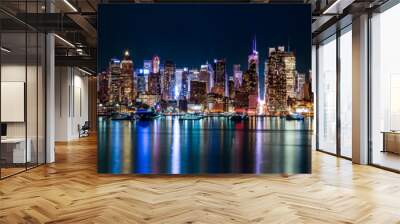 New York midtown panorama by night Wall mural