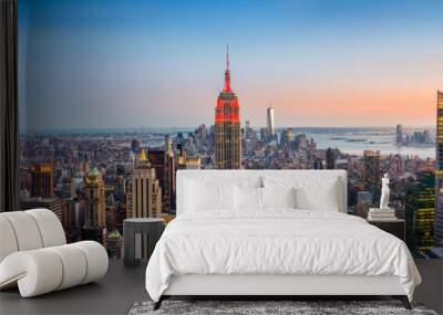 New York skyline panorama at sunset Wall mural