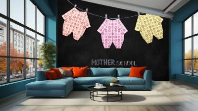 Baby girl Clothing on Clothesline Wall mural