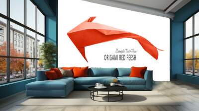 Origami red fish Wall mural