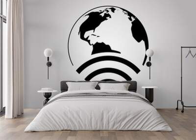 Wifi World Icon. Global Communication Icon. Wifi World Symbol. Wireless world wifi. Earth broadband symbol of worldwide internet. Wall mural