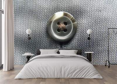 Gray and white color 4 holes sew through button on trousers Wall mural