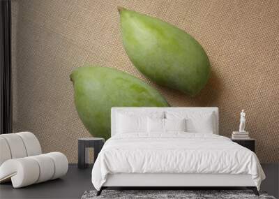 Green raw whole Totapuri mangoes Wall mural