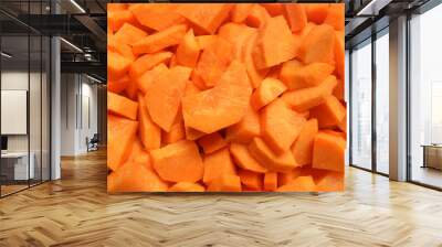 Orange color diced cut raw Carrot root Wall mural