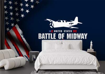 Battle of Midway vektor background , June 4-6, 1942 . a historic naval battle between the United States and Japan during World War II. Wall mural