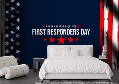 national first responders day greeting design with american flag background vector illustration   Wall mural