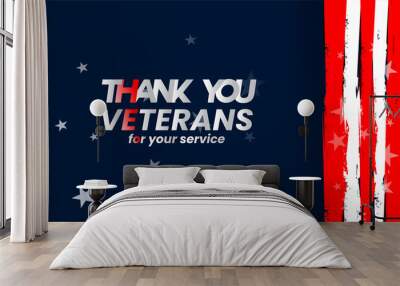 thank you veterans ,  honoring all who served,   design vector illustration Wall mural