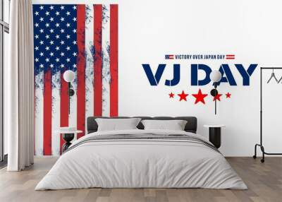 VJ Victory Over Japan Day Celebrate Vector Illustration with United State Flag Background Wall mural