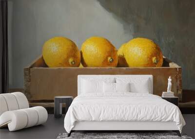 Lemons in a wooden box Wall mural