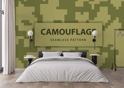 Military and army pixel camouflage seamless pattern Wall mural