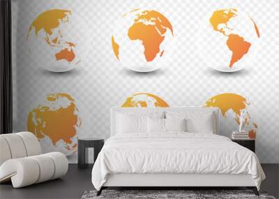 Set of planet earth. Set of earth globe Wall mural