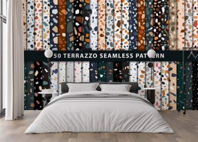 Set of terrazzo seamless patterns. Terrazzo floor pattern. Terrazzo seamless pattern. Collection of terrazzo pattern Wall mural