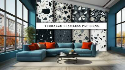 Set of terrazzo seamless patterns. Terrazzo floor pattern. Terrazzo seamless pattern. Collection of terrazzo pattern Wall mural