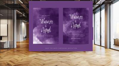 Set of wedding invitation template with abstract watercolor Wall mural