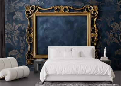 A gold framed frame with a blue background Wall mural