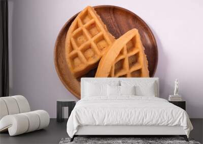 Two waffles in a wooden plate Wall mural