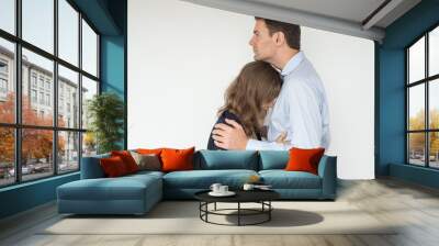 Closeup of Man Embracing and Comforting Girlfriend Wall mural