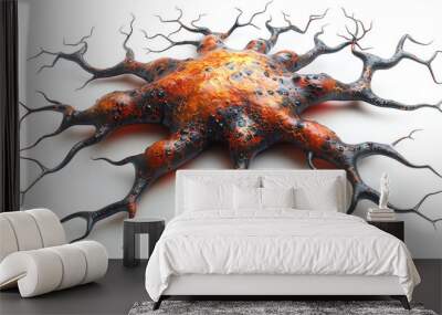 A 3D render of a human neuron network, isolated on a white background Wall mural