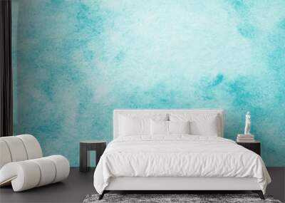 Blue abstract watercolor painting textured on white paper background Wall mural