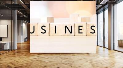 Business word on wooden cubes over blur background, business concept Wall mural