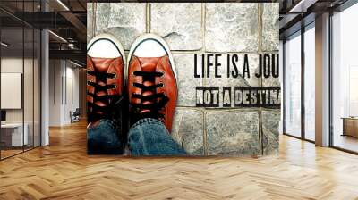 Life is a journey not a destination, Inspiration quote Wall mural