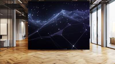 Abstract polygon wave line in the black background Wall mural