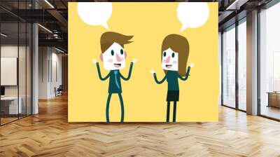 two business people talking and discussing. vector illustration Wall mural