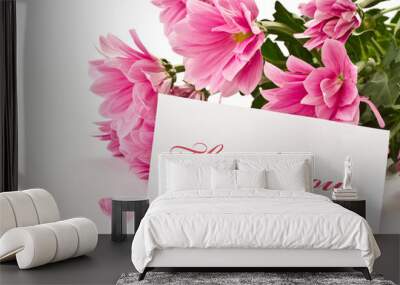  blank  card with pink flowers Wall mural