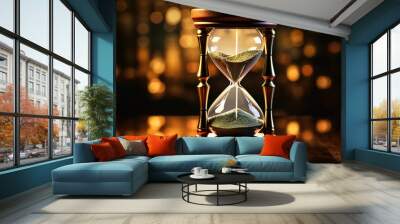 An hourglass and a dollar depict time and money. Wall mural