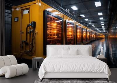 energy storage systems or battery container units in factory. Wall mural