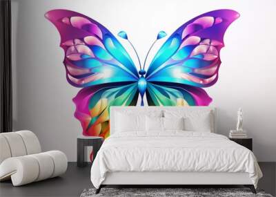 Design complex colorful butterfly pride tattoo white bac picture Ai generated art Wall mural