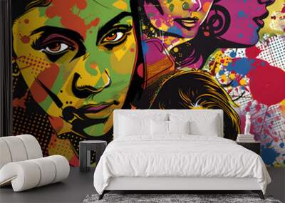 girl with colors on face Wall mural