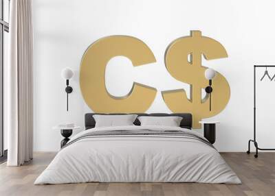 Currency symbol of Nicaragua , Nicaragua Cordoba sign in Gold - 3d rendering, 3d Illustration Wall mural