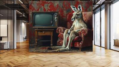 kangaroo watching tv Wall mural