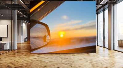 sunset in car Wall mural