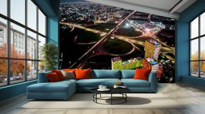 Picturesque night view of the mall area illuminated with colorful lights in Accra, Ghana Wall mural