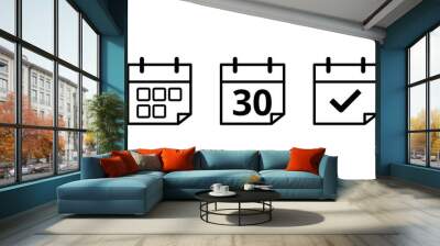 Calendar flat icons in different formats. Vector illustration of specific day calendar icon marked day 30. Wall mural