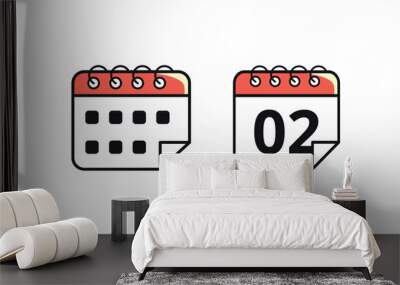 Calendar vector flat icon marking a specific day. Vector illustration of calendar icon with day 02. Wall mural