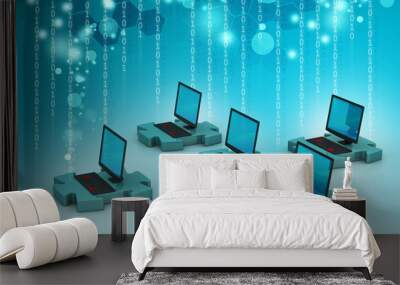 Laptop in puzzles Wall mural