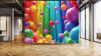 Abstract background with balloons and rainbow colors Wall mural