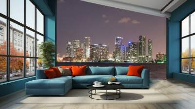 Miami skyline at night Wall mural