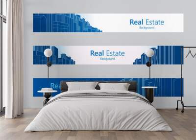 Template of real estate banner design with space for text. Vector illustration Wall mural