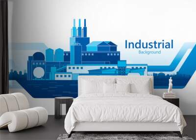 The industrial plant and manufacture building background. Vector illustration of abstract industry landscape Wall mural