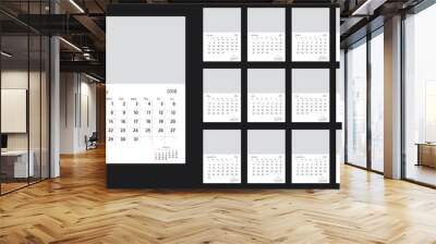 Vector design template of calendar for 2018 year. Wall mural