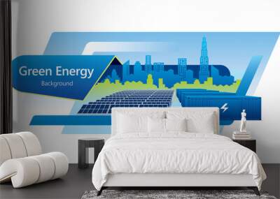 Vector illustration of green energy decorated with renewable sources . Ecology concept Wall mural