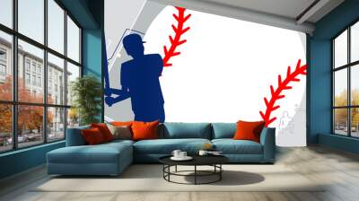 Vector illustration of two baseball player in action. Sport concept Wall mural