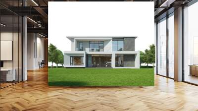 modern house on the lawn in daylight Wall mural