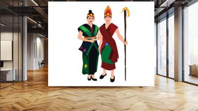 Sumatra Couple Men Woman Wearing Traditional Wedding Clothes Wall mural