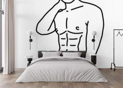 black and white of cute man cartoon for coloring Wall mural